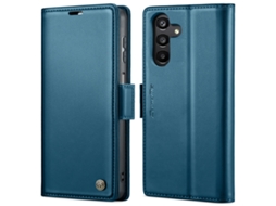 Capa Para Samsung Galaxy A24 4g Borboleta Fivela Litchi Textura De Telefone De Couro Rfid Antirroubo Azul