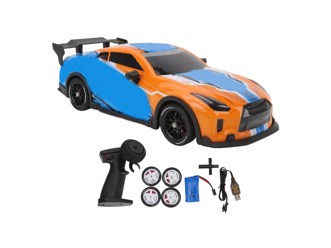 Mali carro de Controle Remoto de Drift 1:16 4wd com Luzes Led Velocidade Alta para Crianças Laranja Azul