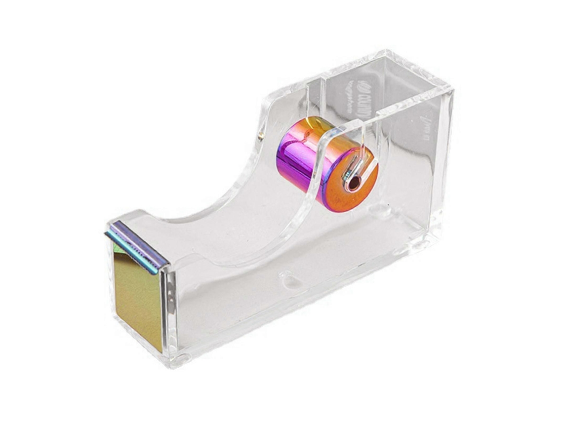 Dispensador de Fita Adesiva Moderno com Recurso Destaque Manual, Núcleo Metal, Ideal para Organização Mesas em Escritórios, Escolas e Re GOKOCO