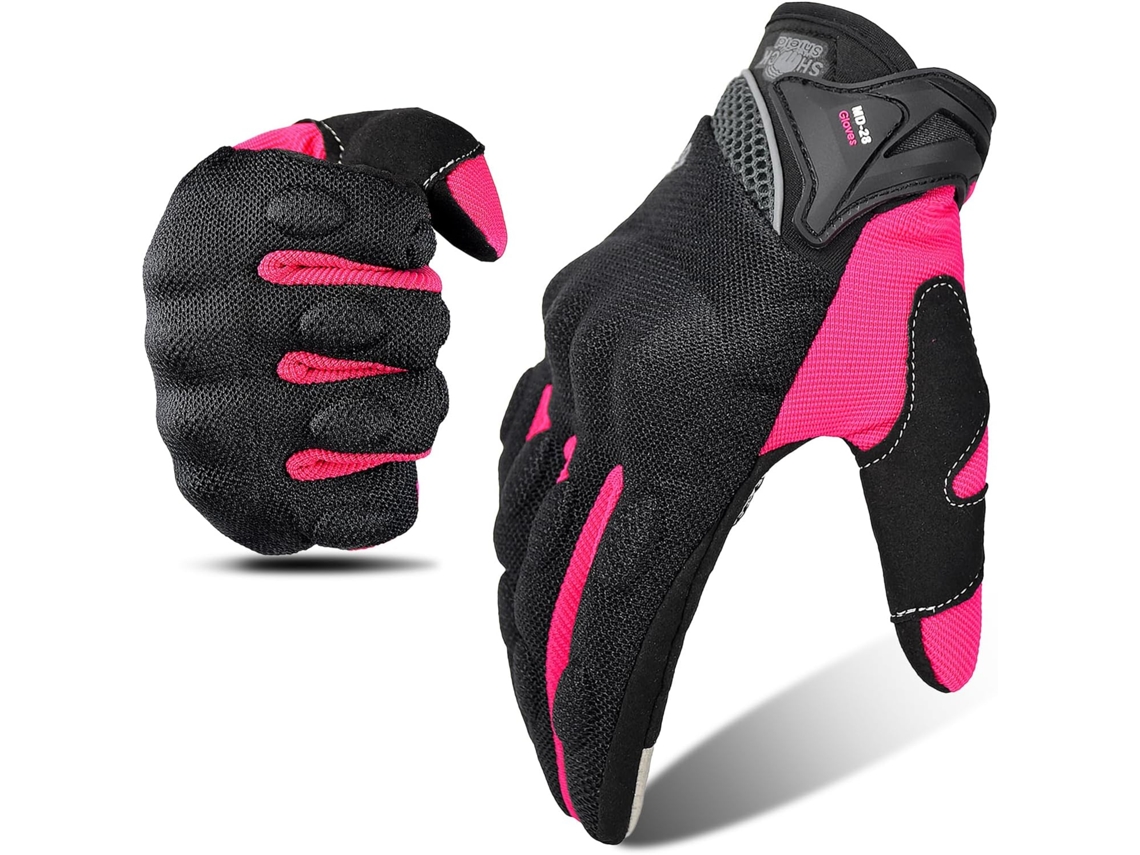 Luvas De Motociclismo Em Malha Respirável, Compatíveis Com Telas Sensíveis Ao Toque, Antiderrapantes E Com Proteção Para Mulheres (rosa)