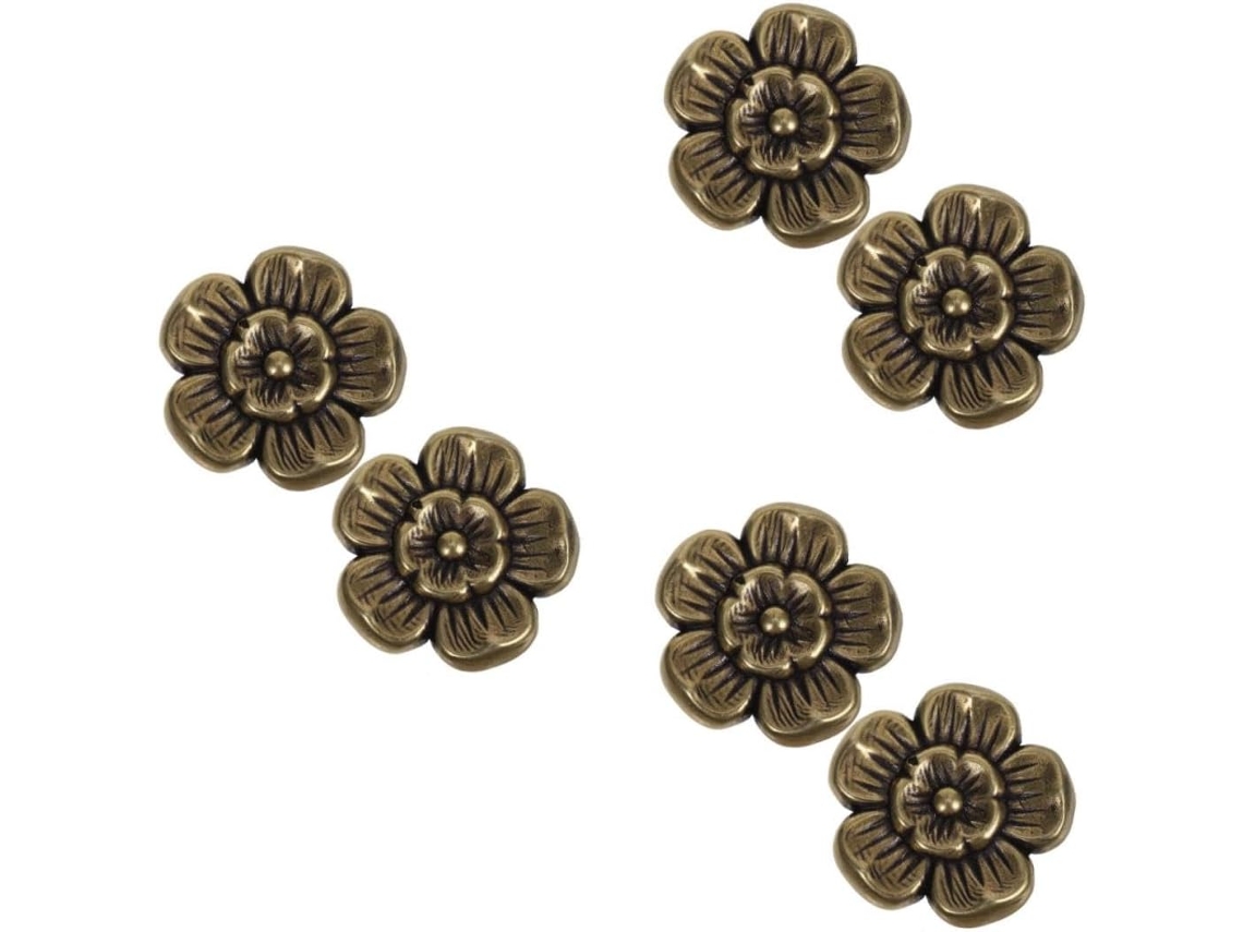 Conjunto De 6 Puxadores Retrô Latão Para Armários, Gavetas E Portas, Em Formato De Flor Ideais Para Móveis Cozinha