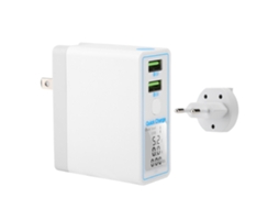 Cargador Usb Doble Branco Qc3.0 Com Tela Lcd Para Telefone
