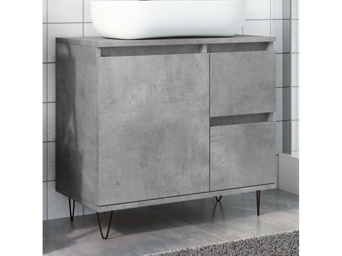 Vidaxl Armário Lavatório Wc 65x33x60cm Deriv. Madeira Cinzento Cimento