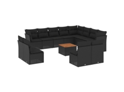 Garden Sofa Set, Garden Sofa Sets Vidaxl Preto Rattan / Vime (n/a)