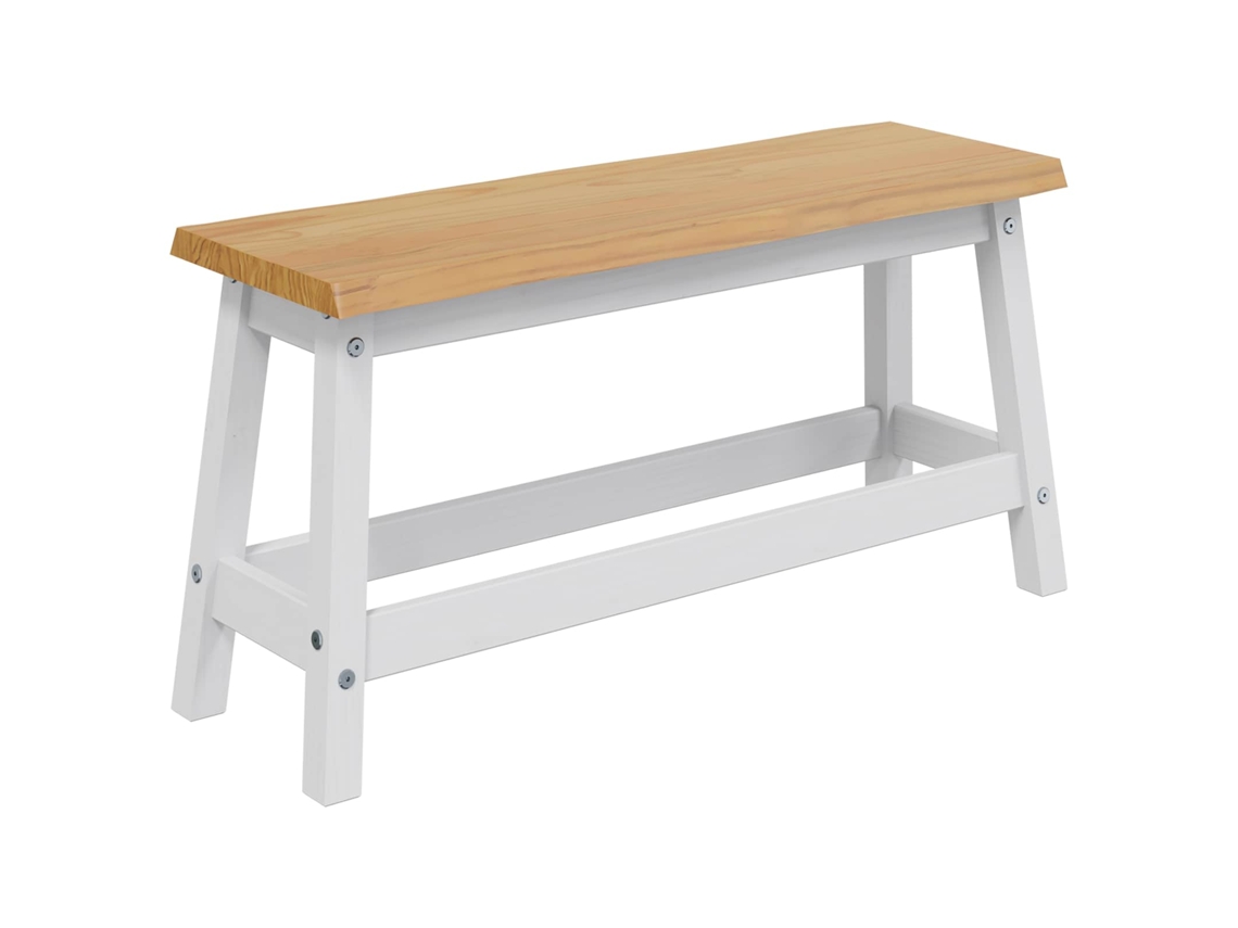 Conjunto 1 Banco De Jantar Vidaxl Branco Madeira De Pinho Maciça (91,5 X 29 X 45,5 Cm)