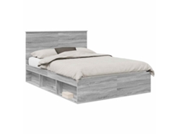 Estrutura da Cama com Cabeceira Cinza Sonoma 140x190 cm MAISON EXCLUSIVE