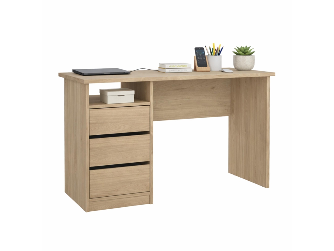 Mesa de computador Sil Oak Com com 3 gavetas, cor Jackson Hickory