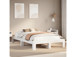 Vidaxl Cama Sem Colchão 135x190 Cm Madeira De Pinho Maciça Branco