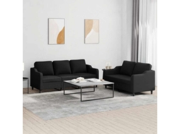 Vidaxl 2 Pcs Conjunto De Sofás Com Almofadões Tecido Preto