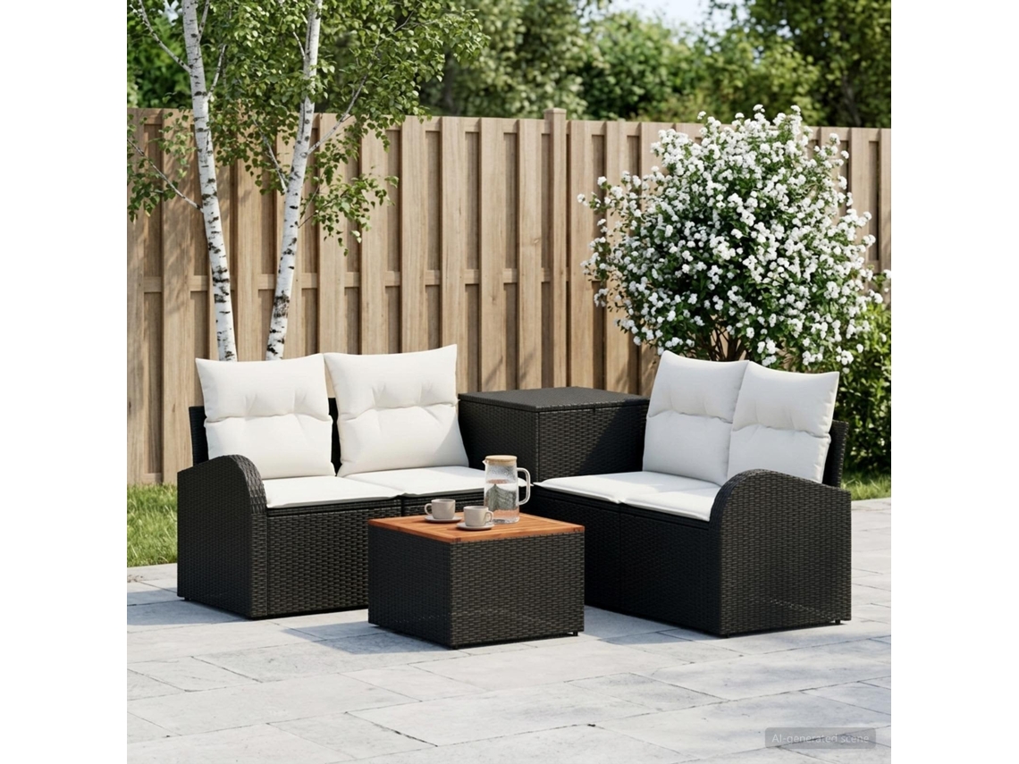 Vidaxl Conjunto De Sofás 6 Unid. Preto E Branco Creme