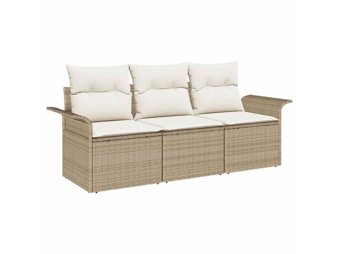 Maison Exclusive - Conjunto De Sofás Com Almofada 3 Pcs Bege E Creme Vime Pe