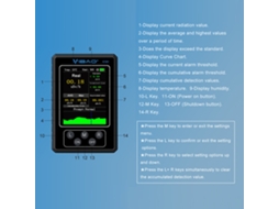 Detector portátil de radiação nuclear, contador Geiger para raios beta, raios X e raios gama, com alarme.