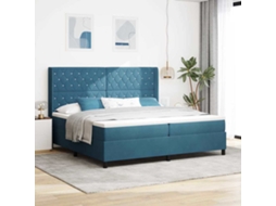 Vidaxl Cama Box Com Colchão Com Led Azul 200 X 200 Cm Veludo