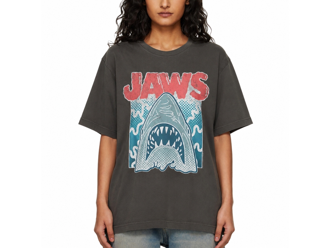 Rockinstone Jaws Movie Wiggles Solid Smoke Adult T-shirt Size:s
