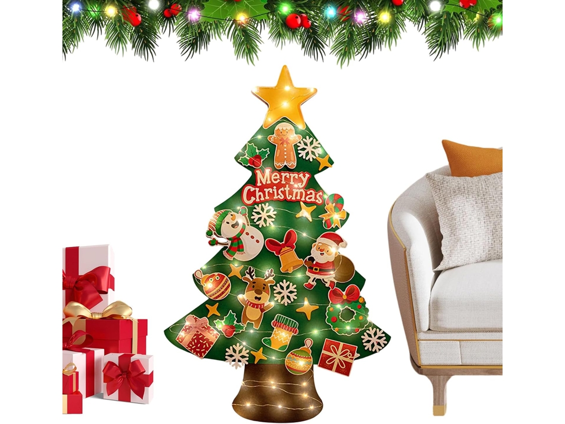 Árvore De Natal Feltro 2,99 M Com Cordão Led