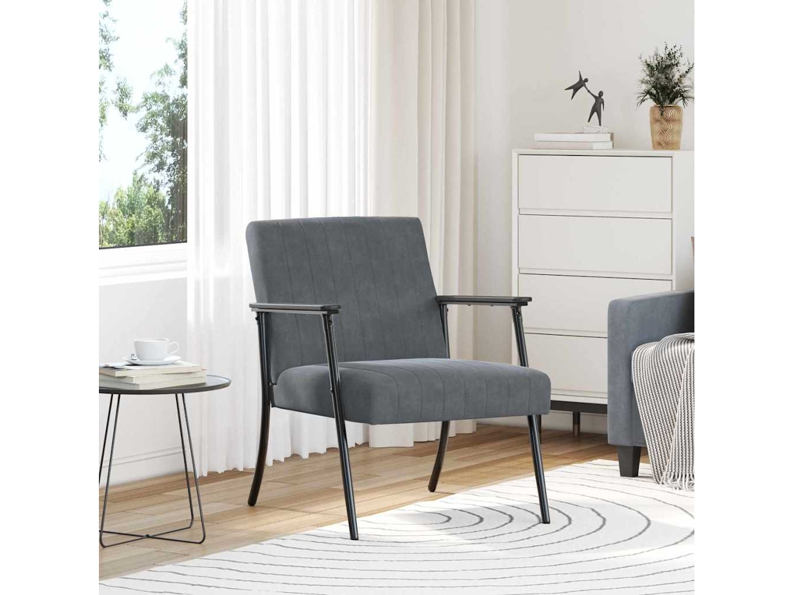 Vidaxl Poltrona Cinza Escuro Veludo