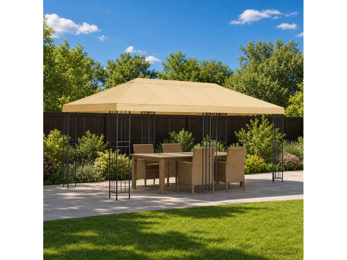 Vidaxl Gazebo De Jardim 6 X 3 M Creme Poliéster E Aço 190 Gsm