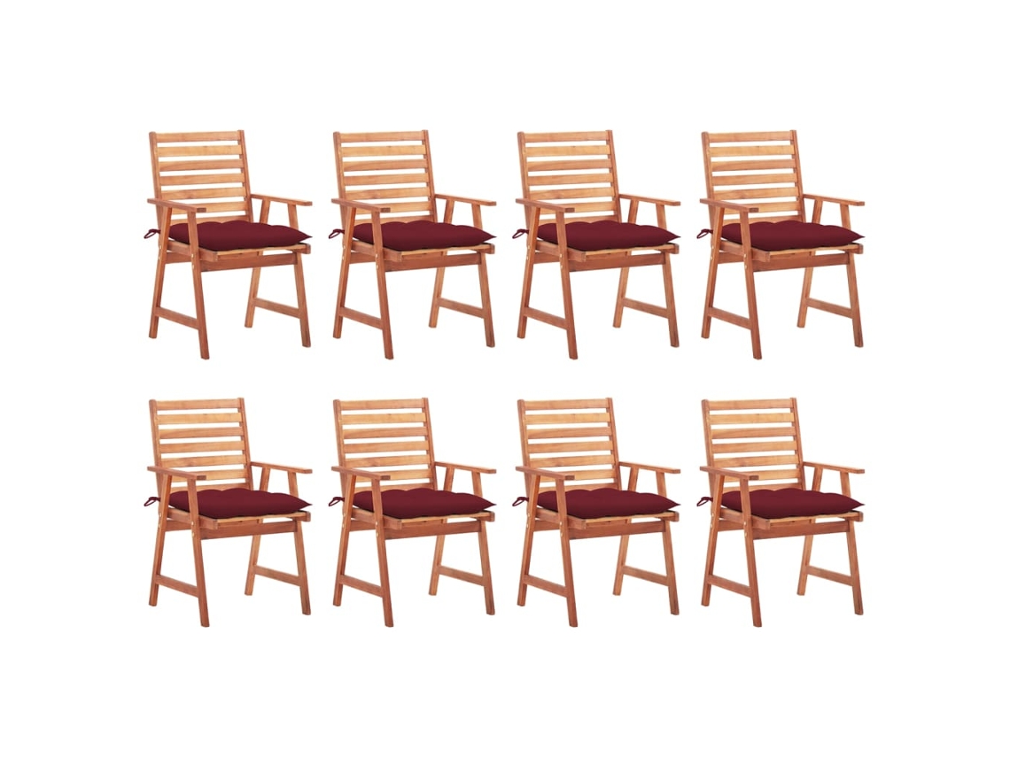 Vidaxl Cadeiras De Jantar P/ Jardim 8 Pcs C/ Almofadões Acácia Maciça