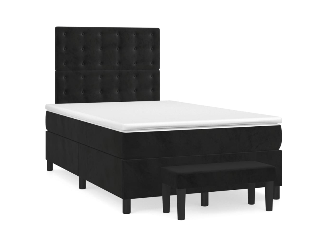 Vidaxl Cama Boxspring Com Colchão 120x190 Cm Veludo Preto