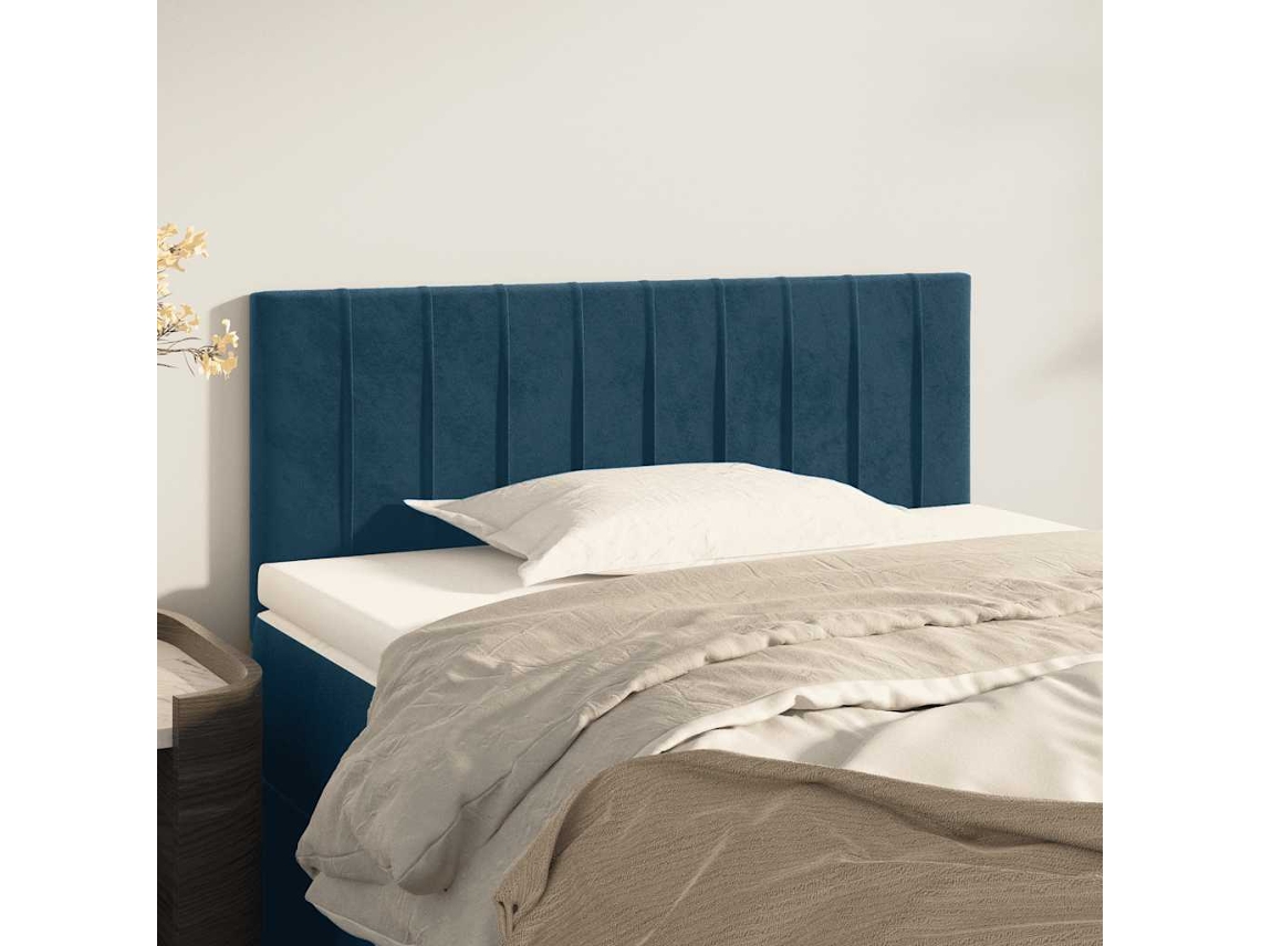 Vidaxl Cabeceira De Cama Veludo 100x5x78/88 Cm Azul-escuro