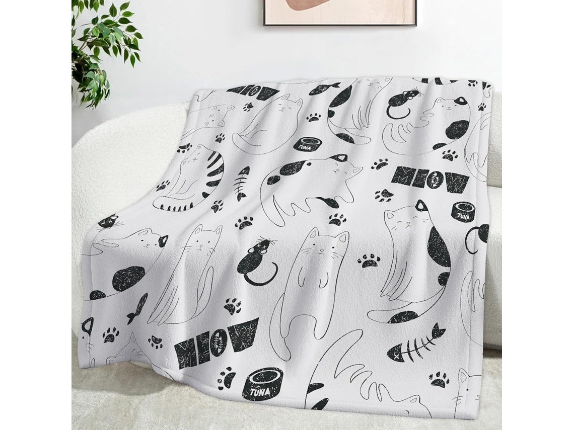 Manta de Gato com Desenho Animado 130x150 Cm Multifuncional Macia e Aconchegante Flanela para Cama Cobertor Co