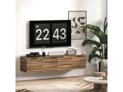 Móvel De Parede Para Tvs De Até 65 Polegadas Com 3 Portas, 150 X 35 X 32 Cm, Marrom