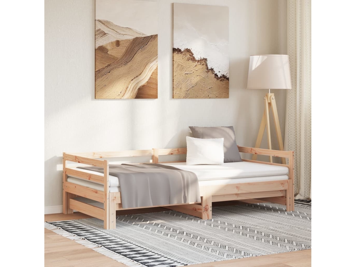 Vidaxl Sofá cama de Puxar 2x Cm Pinho Maciço (90x200)