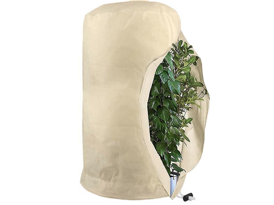 Sacos De Proteção Para Plantas Resistentes À Geada, Capas Reutilizáveis ​​​​com Cordão, Sacos De Lã Para Jardim, Cor Bege, Ideais Para O Inverno.