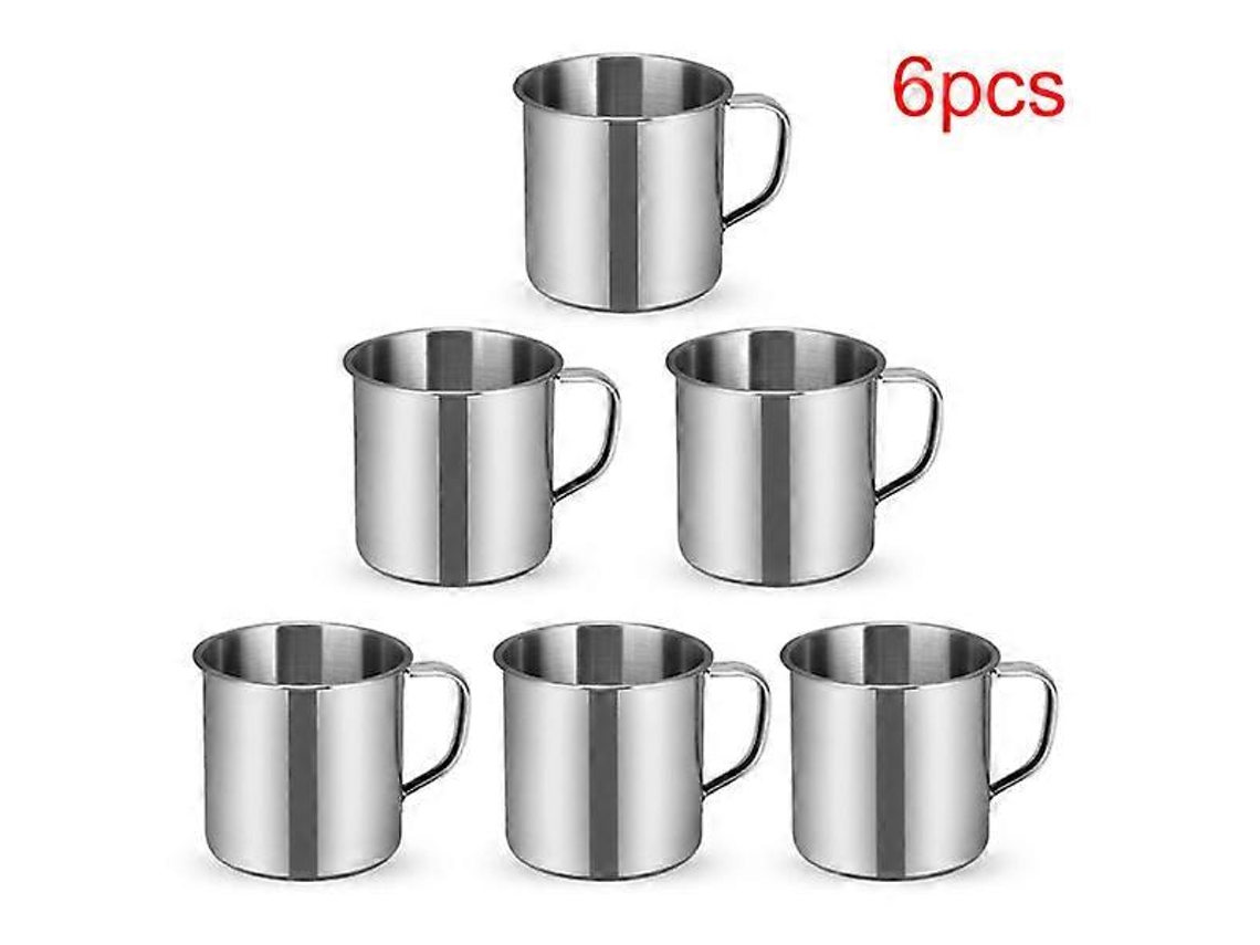 Rebe-6 Xícaras De Aço Inoxidável Para Camping, Caminhada, Cafeteria Ao Ar Livre, Duráveis, Leves, Sem Tampa 6 Peças Verde