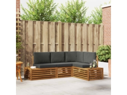Vidaxl Conjunto De Sofás Para Exterior 4 Peça Natural E Antracite