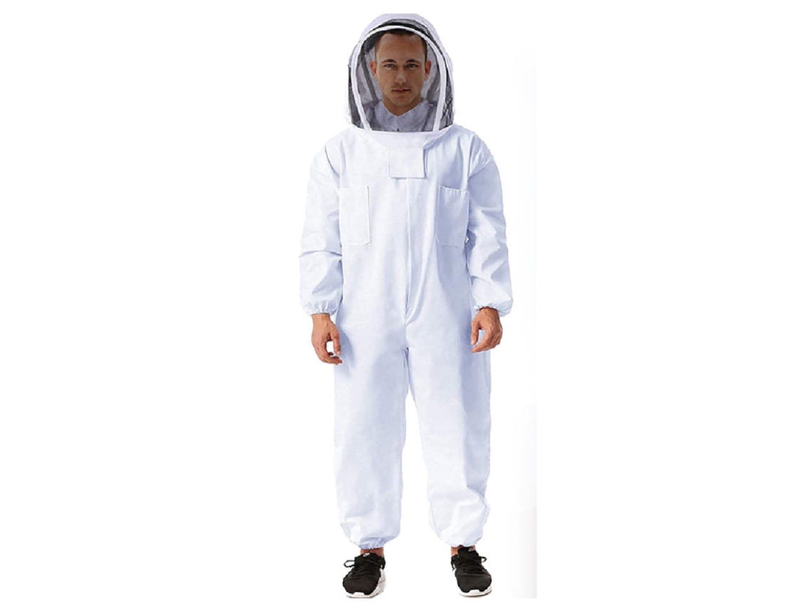 Traje Profissional De Abelhas Confortável Transpiravel Branco Com Bolsos Longos Para Apicultores Xxl