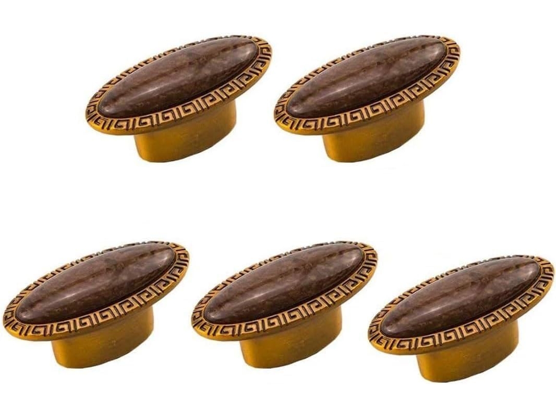 Conjunto de 2 Puxadores Cerâmica Modernos em Liga Zinco para Gavetas | S/MARCA