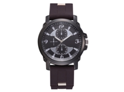 Relógio de Pulso Masculino Clássico com Pulseira de Silicone e Mostrador Analógico Marrom