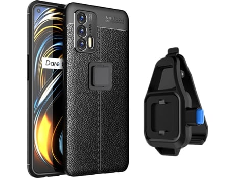 Capa Realme GT 5G ANTIIMPACTO Rugged Leather com Suporte para Cintura Preto
