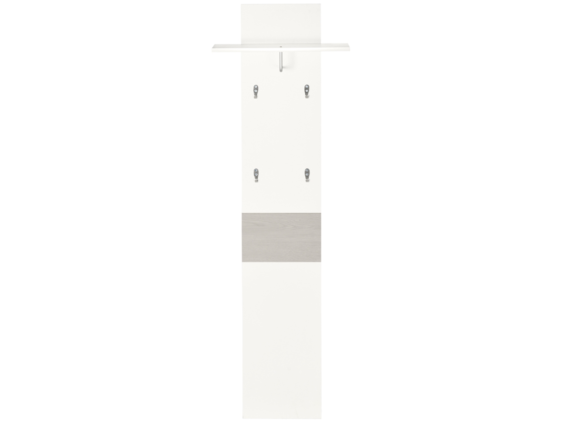 Móvel Cabide De Entrada Com 4 Ganchos De Parede Com Barra Suspensa De Alumínio Para Dormitório Corredor 50x23,5x160cm Branco E Cinza