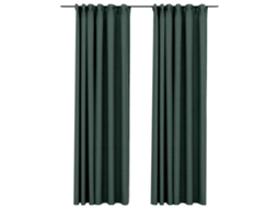 Maison Exclusive - Cortinas Opacas Aspeto Linho C/ Ganchos 2 Pcs 140x245 Cm Verde