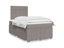 Vidaxl Cama Com Molas/colchão 120x200 Cm Tecido Castanho-acinzentado