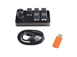 Mini Teclado Mecânico Para Jogos Com 5 Teclas E 1 Botão, Programável, Hot Swap, Personalizável, Com Macros, Preto Everley891