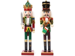 Conjunto de 2 figuras de soldados quebra-nozes de madeira, 30 cm, para decoração de Natal.
