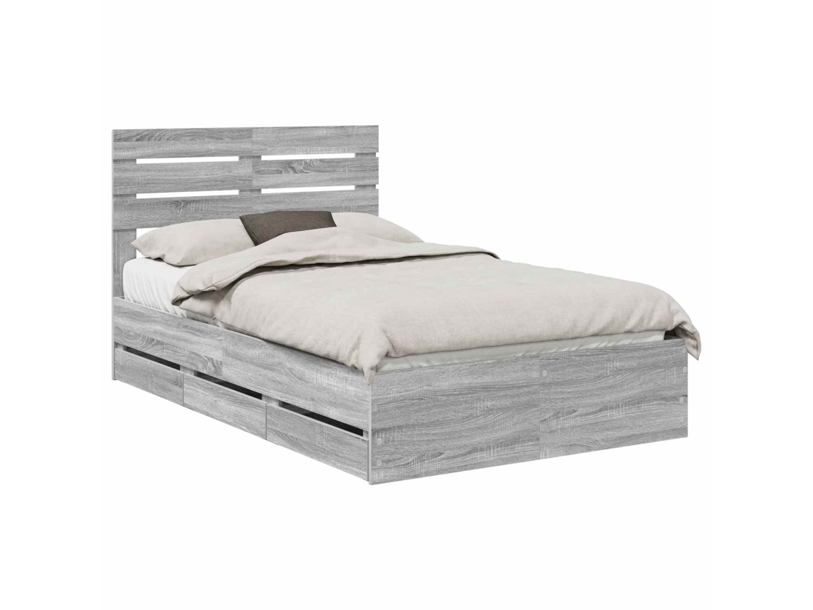 Estrutura de Cama com Gaveta Cinza Sonoma 120x190cm MAISON EXCLUSIVE