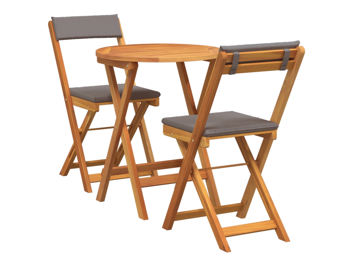 Conjunto 3 Conjunto De Jantar Para Jardim Vidaxl Castanho Madeira De Acácia Maciça (60 X 60 X 72 Cm)