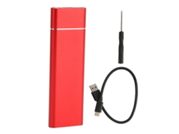 Enclosure Ssd M.2 Pcie Nvme Sata Dual Protocol Type C com Velocidade 10gbps Alumínio Vermelho