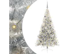 Árvore De Natal Artificial Pré Iluminada Vidaxl Prateado Polietileno (210 Cm)