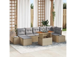 Vidaxl Conjunto De Sofá De Jardim 8 Unid. Bege E Cinza
