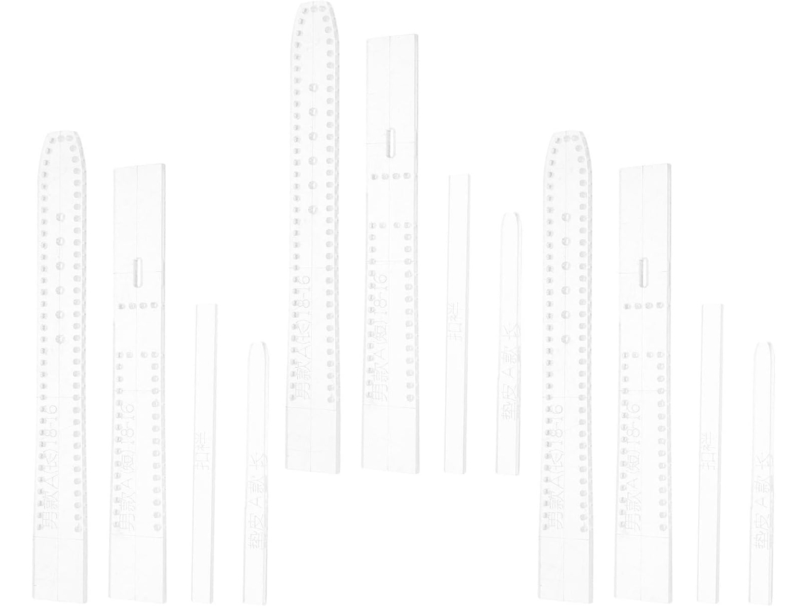 Conjunto De 3 Gabaritos De Acrílico Transparente, Em Formatos Trapezoidal