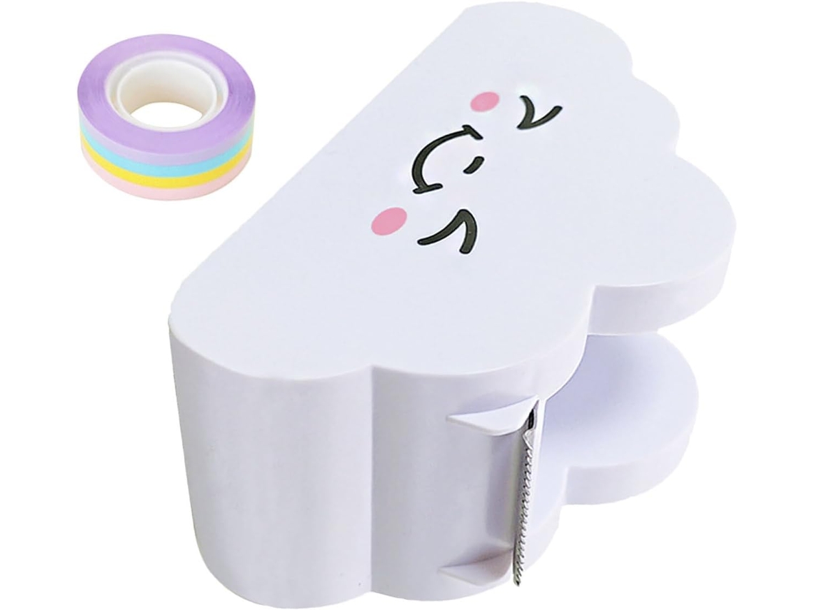 Dispensador de Fita Washi com Cortador, Plástico Branco, 1 Conjunto, Leve e Fácil de Limpar