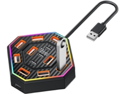 Estação De Acoplamento Usb Com Iluminação Rgb 7 Cores, Multitarefa E