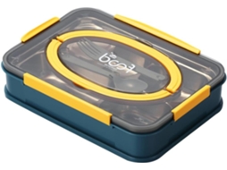 Lancheira Bento Em Aço Inoxidável Com 4 Compartimentos Para Organização E Preparação De Alimentos, Ideal Para Escola E
