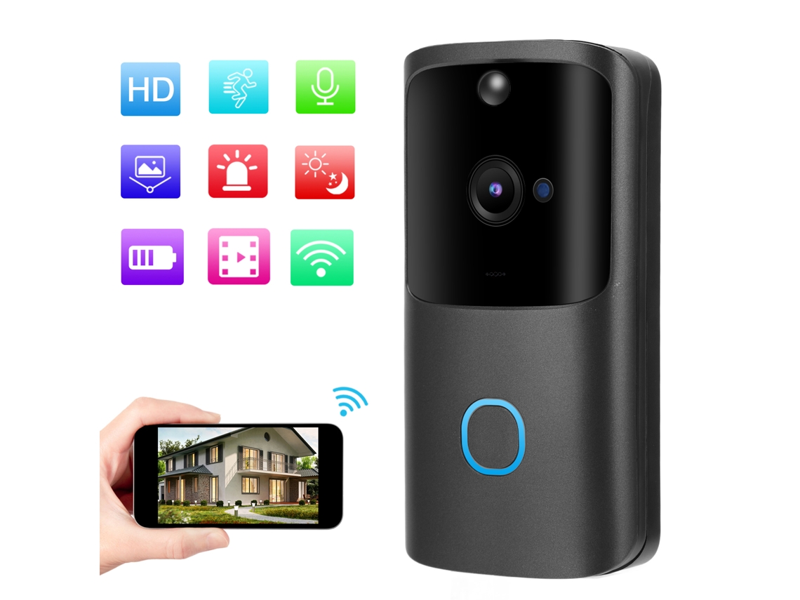 Timbre De Porta Sem Fio Com Vídeo Wifi Áudio Bidirecional Detecção De Movimento Visão Noturna 90‑260v Plug Us
