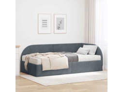 Vidaxl Estrutura De Cama De Canto Com Colchão 2 Pcs Cinzeto Veludo